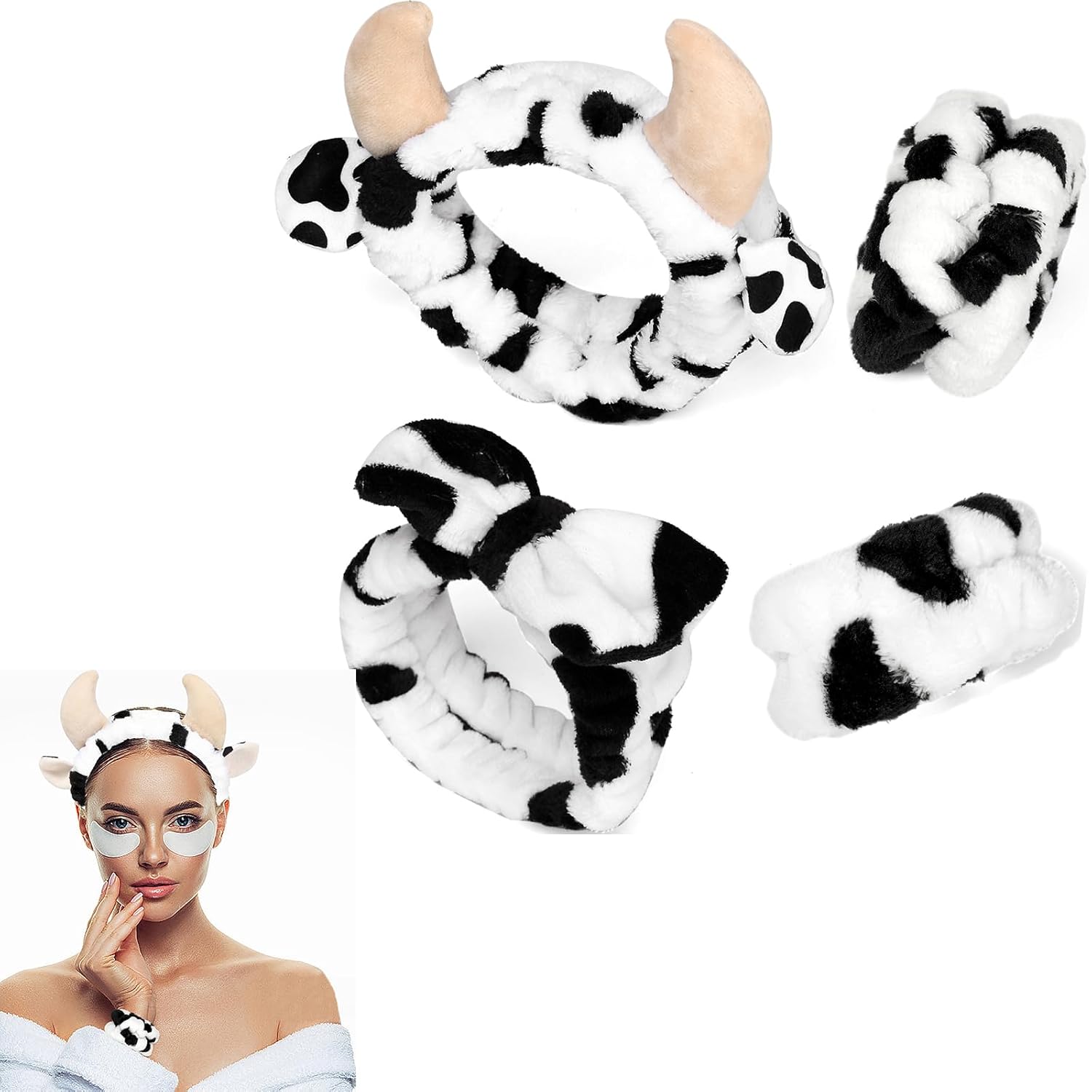 Cow Print Headbands Set - Stylish Hair & Face Care Essential