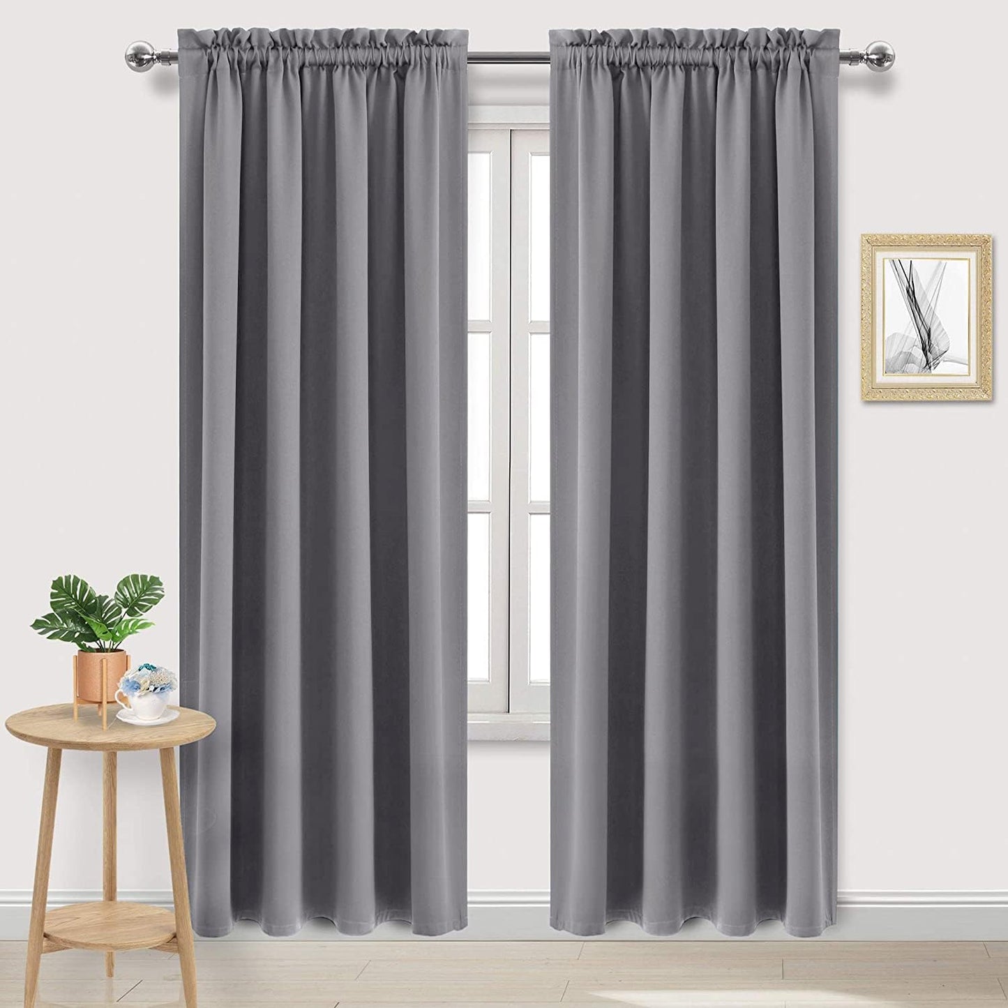 DWCN Grey Blackout Curtains for Bedroom, Energy Saving Drapes