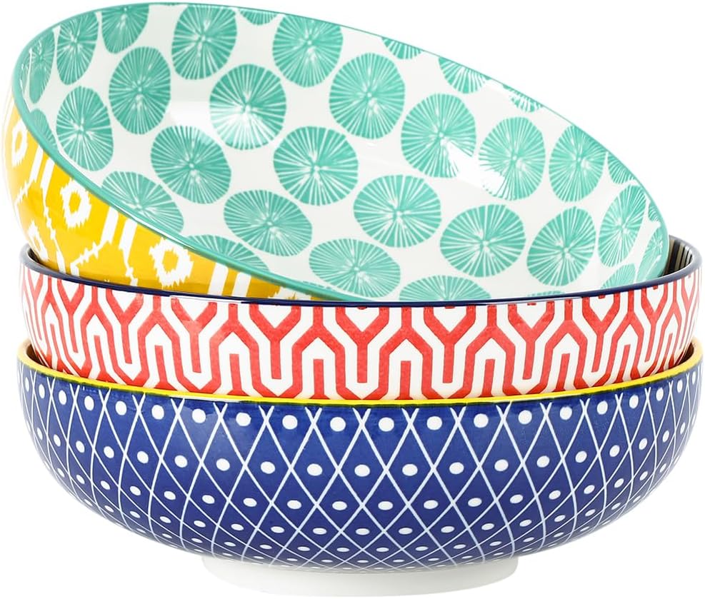 Large 60 OZ Serving Bowls Set of 3 for Entertaining Parties
