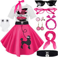 10Pcs Sock Hop Outfits Women - 1950s Poodle Skirt Set