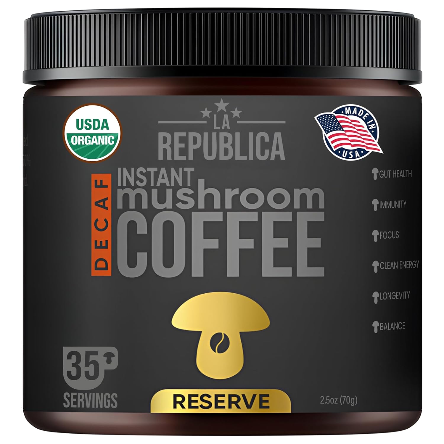 La Republica Founders Reserve Decaf Instant Mushroom Coffee