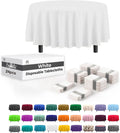 Party Solids White Round Plastic Tablecloth 84 in - Pack of 24