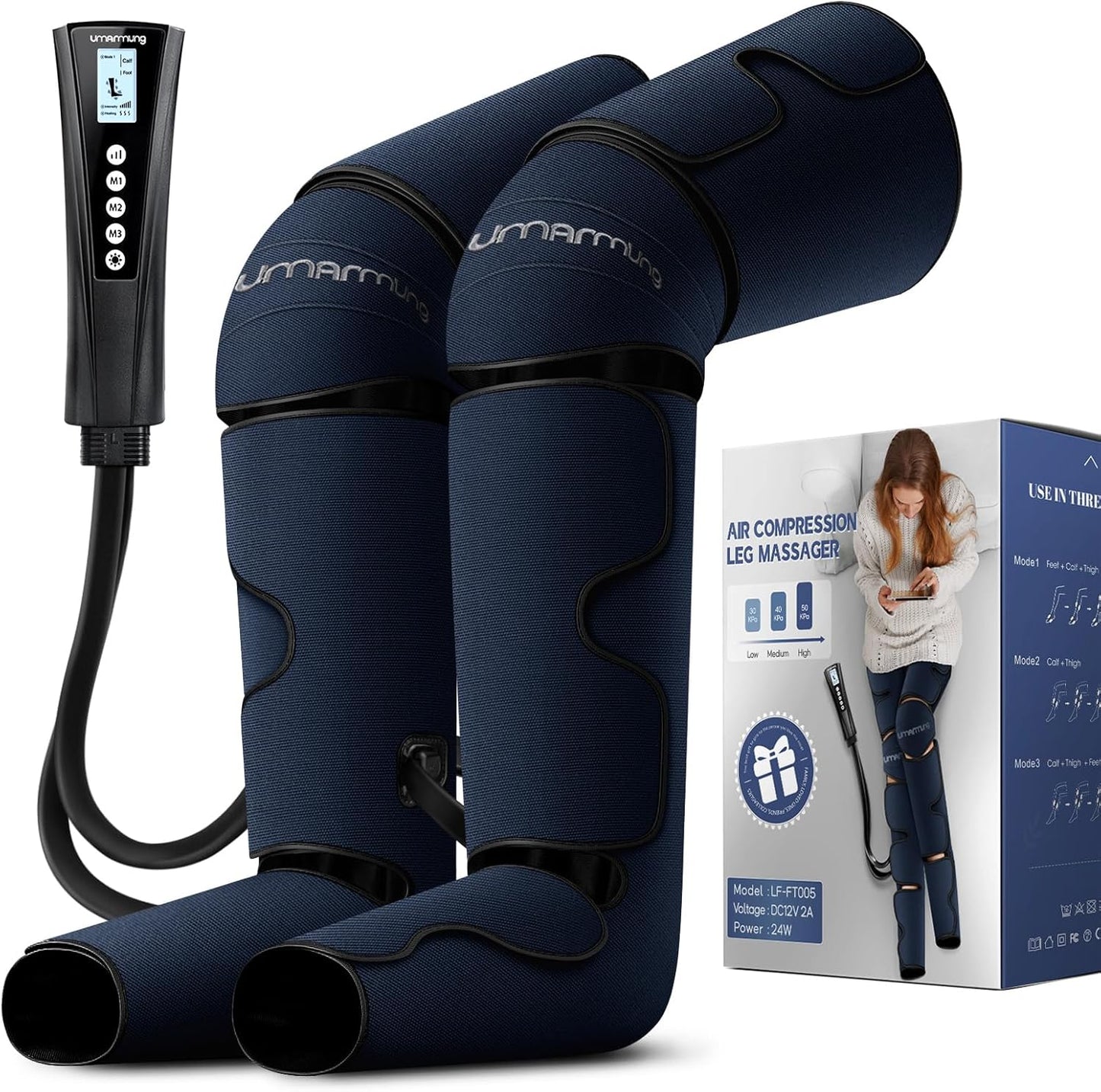 Air Compression Leg Massager with Heat for Pain Relief and Relaxation