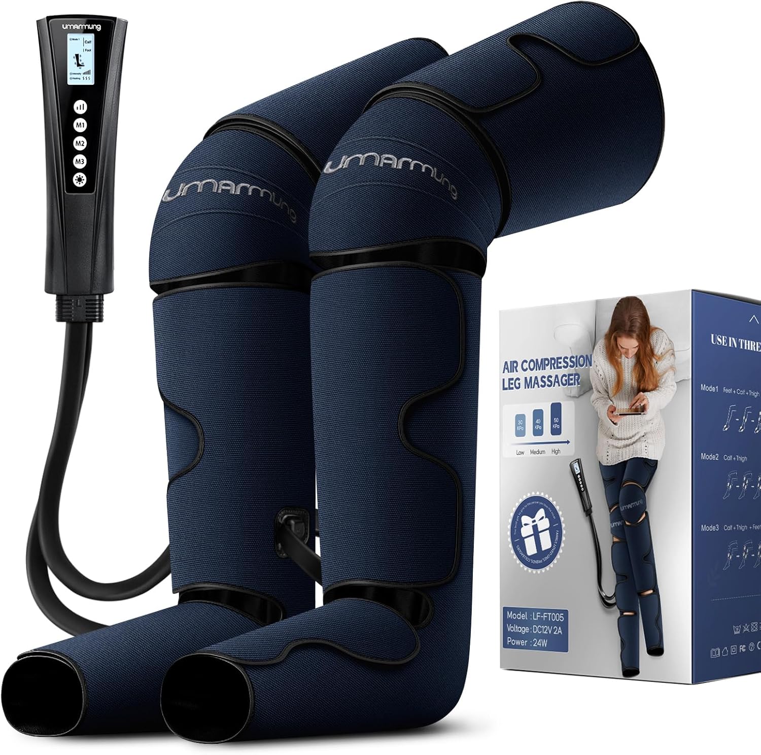 Air Compression Leg Massager with Heat for Pain Relief and Relaxation