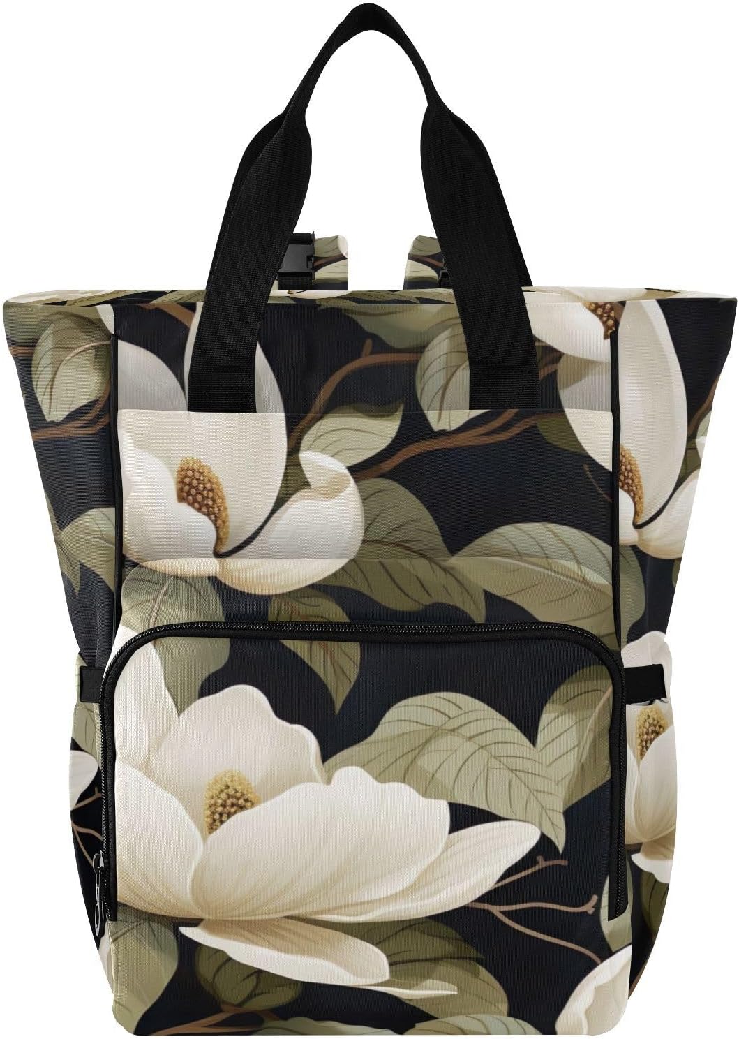 SPRIPORT White Magnolia Diaper Backpack: Stylish & Spacious!