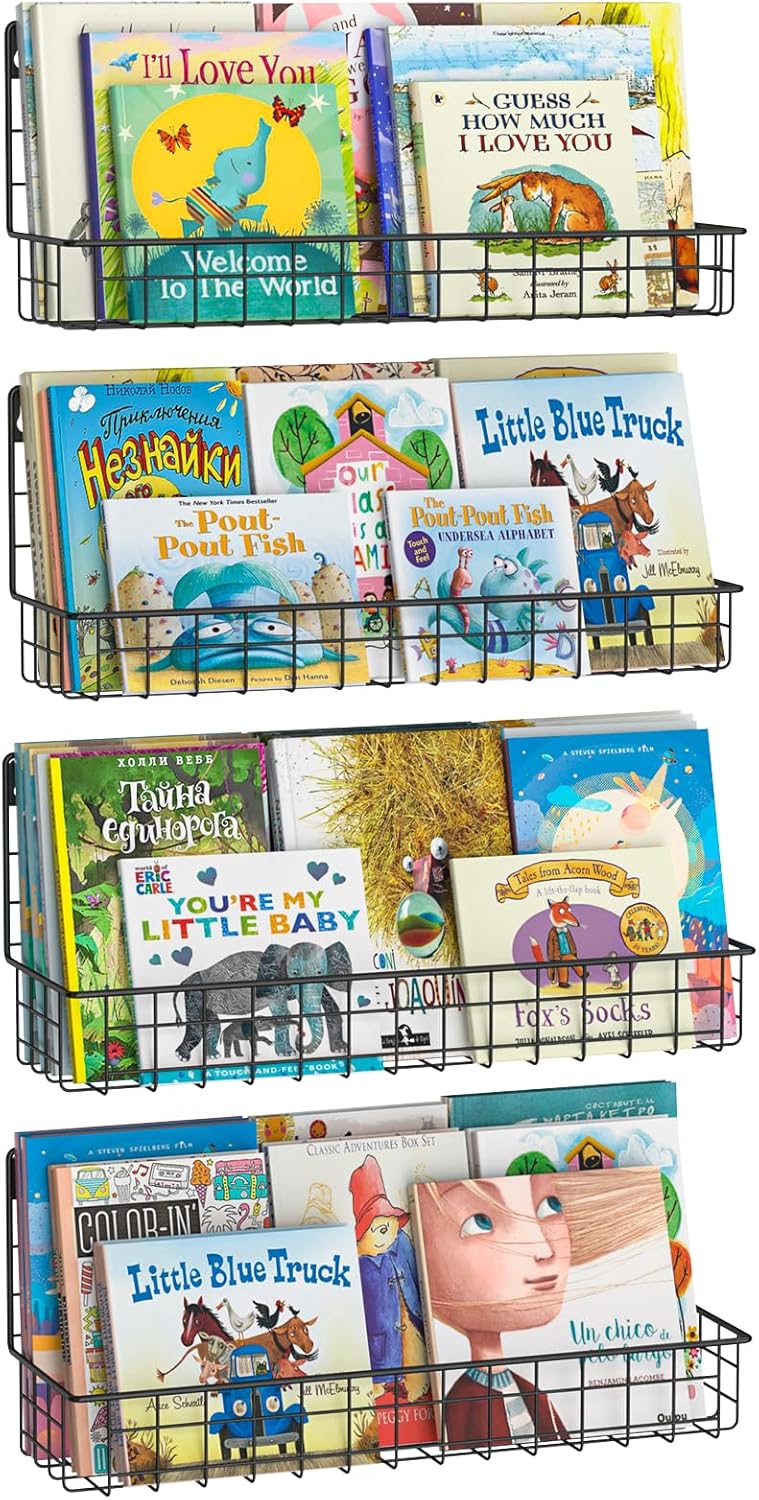 Wall Mounted Metal Kids Bookshelf for Nursery and Classroom