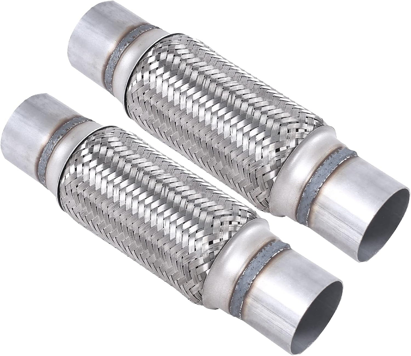 2PCS Exhaust Flex Pipe Stainless Steel Braid for Heavy Duty Use
