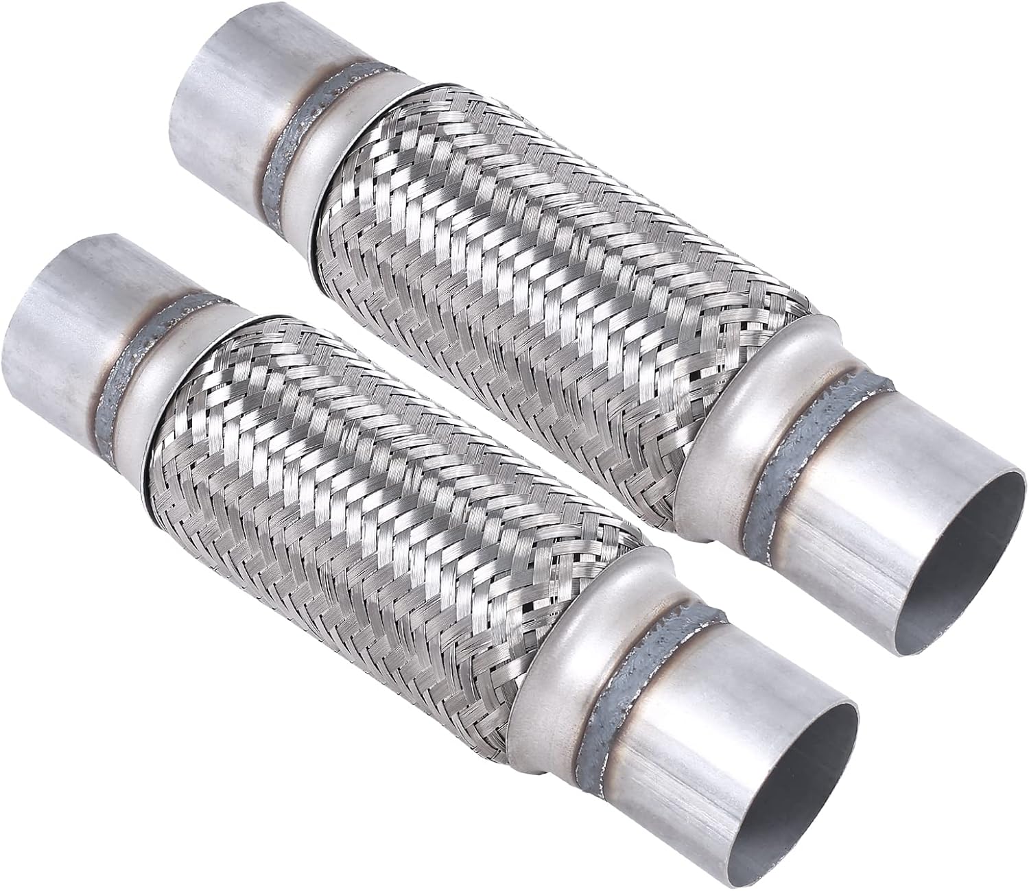 2PCS Exhaust Flex Pipe Stainless Steel Braid for Heavy Duty Use