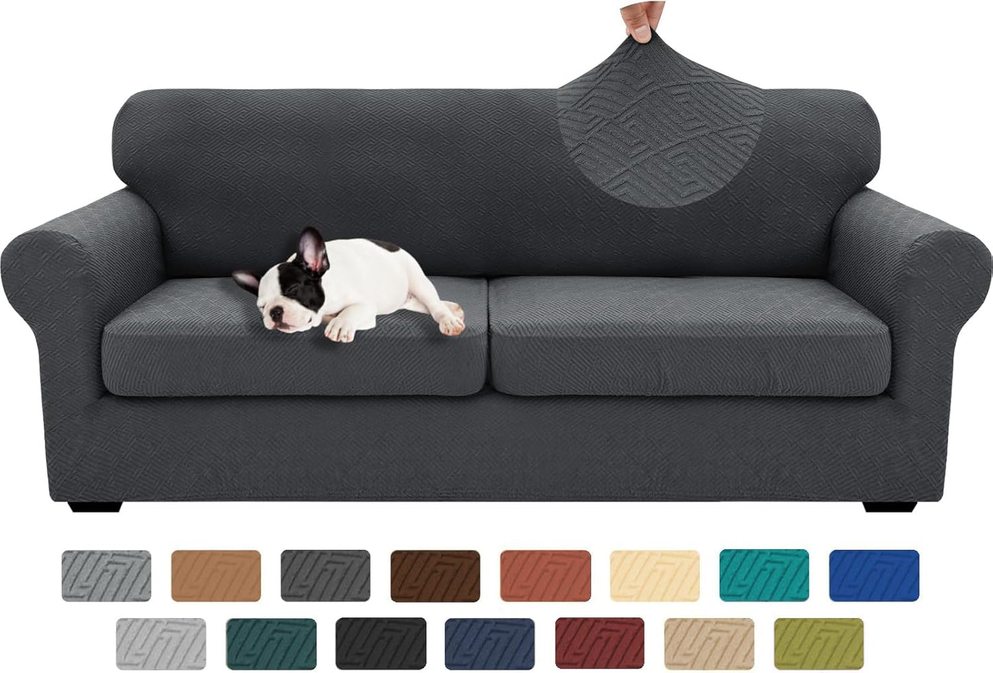 XINEAGE 3 Pieces Couch Covers for 2 Extra Large Cushion Sofa