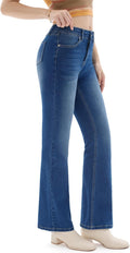 Petite Women's Stretch Flare Jeans High Waisted Bootcut (Style S4JB)