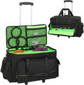 Large Rolling DJ Cable Bag with Detachable Trolley - Green Padded Gig