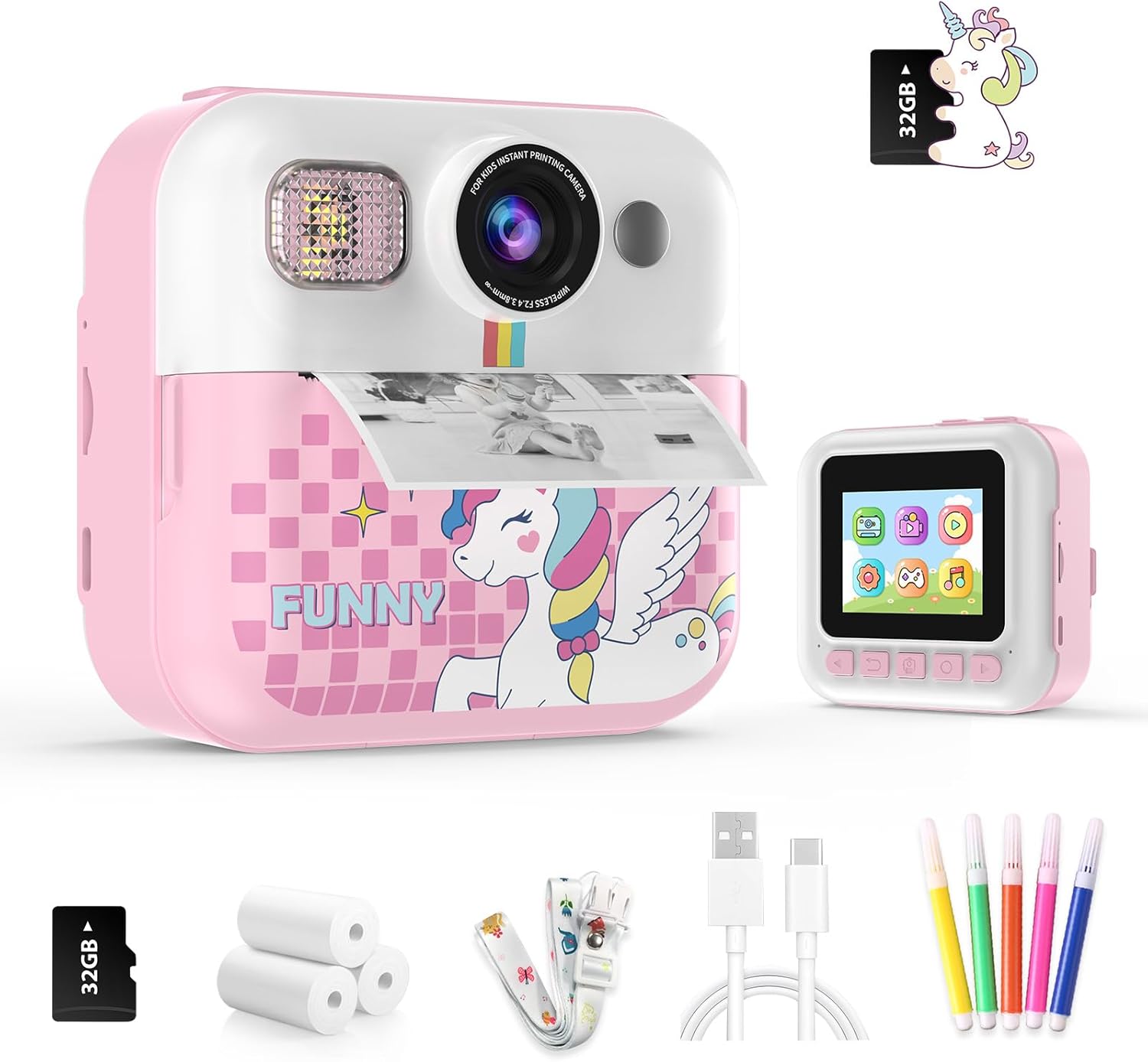 Instant Print Kids Camera Gift Set - HD Video, Portable & Fun! 