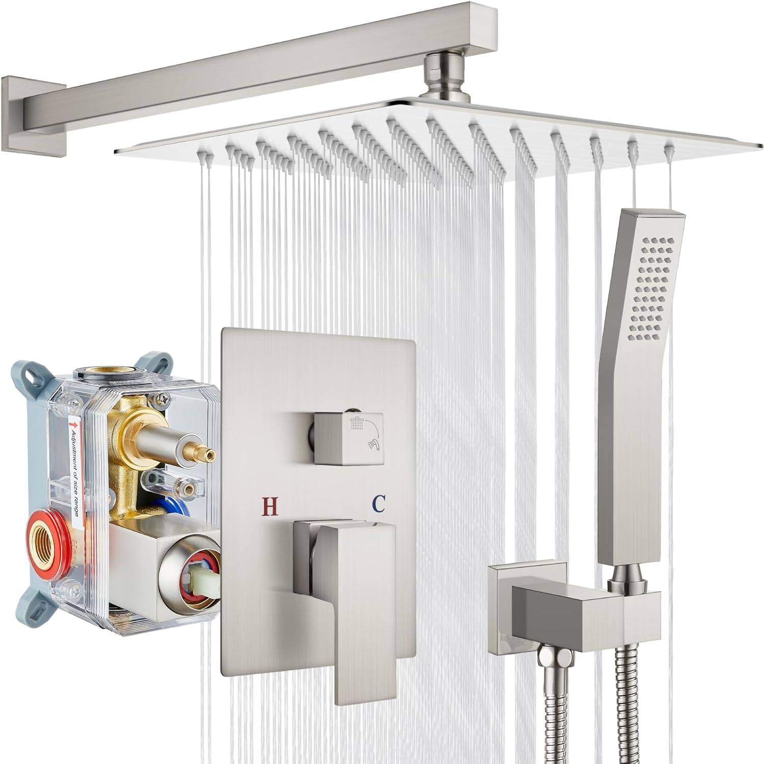 Gotonovo Rainfall Bathroom Shower System with 10 Inch Head