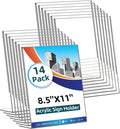 14 Pack Acrylic Sign Holder 8.5x11 in L-Shape Tabletop Stand - Clear