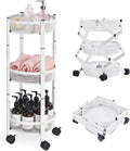 TOOLF 3-Tier Foldable Rolling Cart - Collapsible Utility Trolley