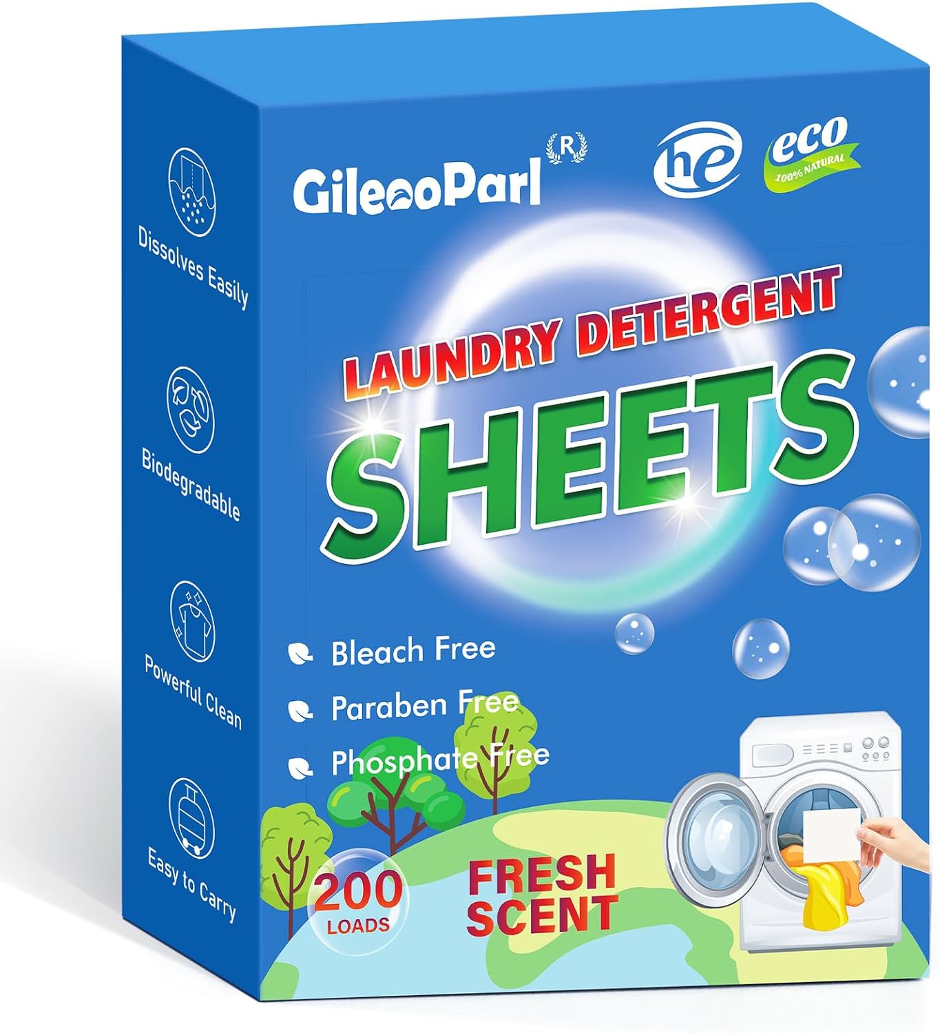 200-Load Eco Laundry Sheets - Plastic-Free & Travel-Friendly!