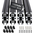 8pcs 1000mm 2020 T Slot Aluminum Extrusion Rail - Black