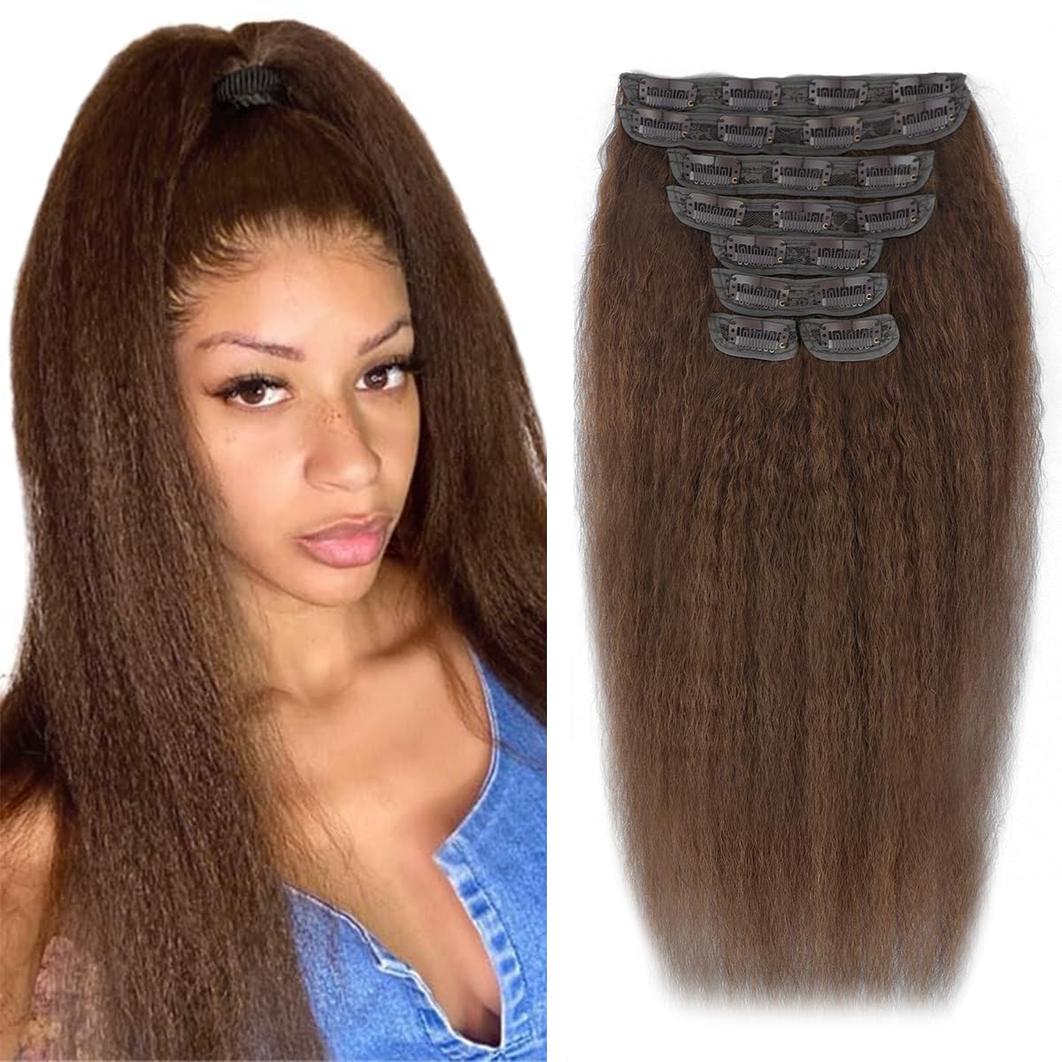 Kinky Straight Clip in Hair Extensions for Effortless Style