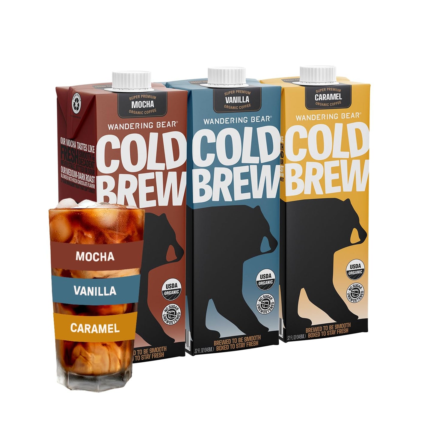 Wandering Bear Organic Cold Brew Coffee Variety Pack - Bold Flavors