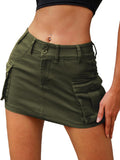 ELLEVEN High Stretchy Cargo Skirt Low Waist Y2k Mini Skirt
