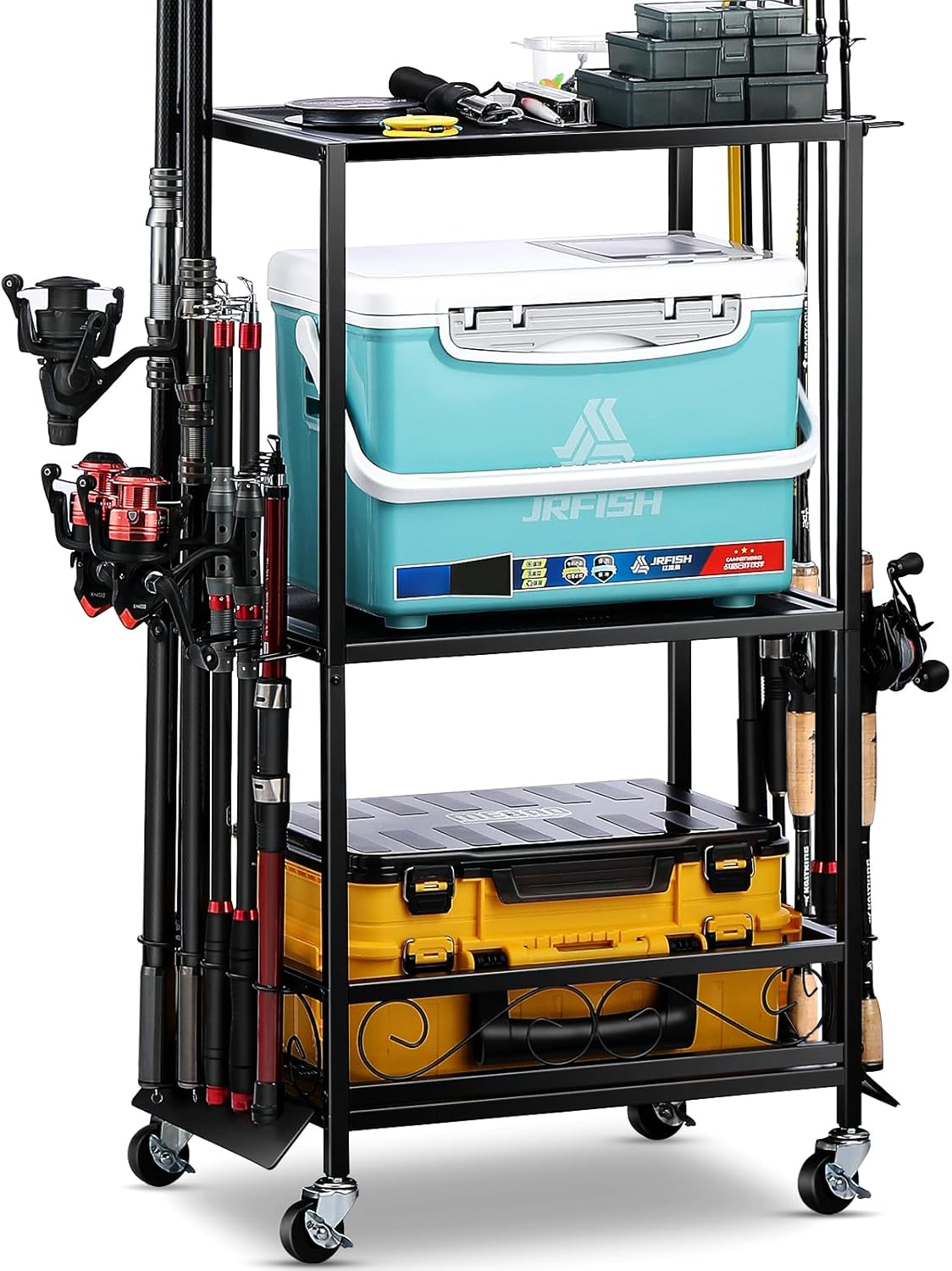 10-Rod Fishing Pole Rack - Adjustable Storage Solution