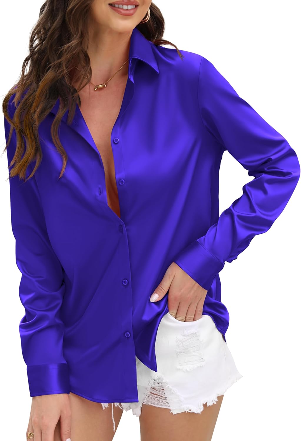 CUNLIN Womens Soft Satin Silk Leopard Button Down Shirts Review