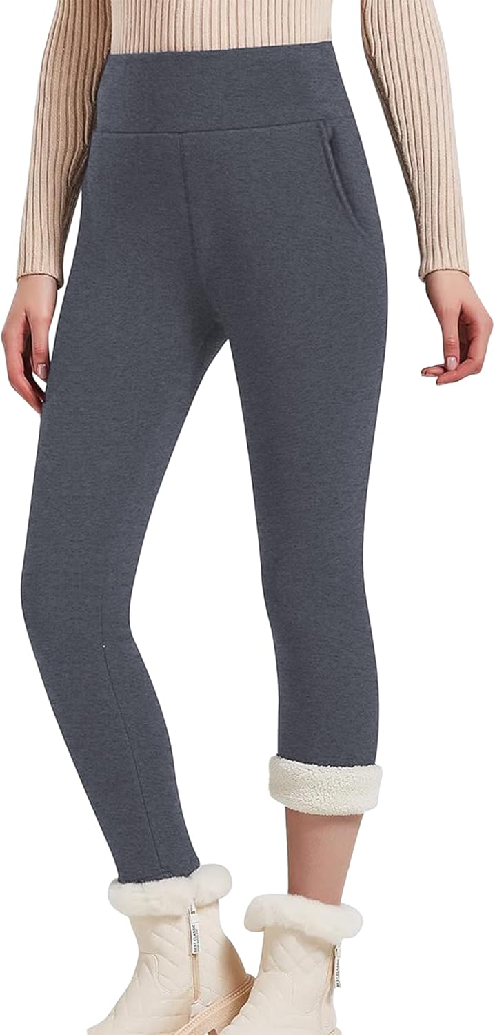 Hixiaohe Women's Casual Sherpa Fleece Lined Leggings