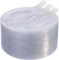 Silver Glitter Dessert Plates Set 144Pc - Elegant Disposable Party