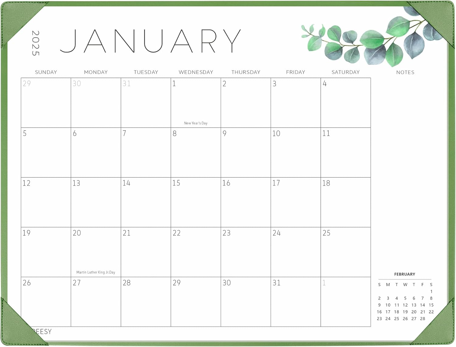 2025-2026 Green Plants Desk Pad Calendar - Organize Stylishly!