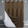 Brown Waffle Weave Shower Curtain 71W x 74H - Thick Cotton Feel