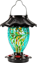 Solar Color Changing Hummingbird Feeder - Hand Blown Glass Lantern