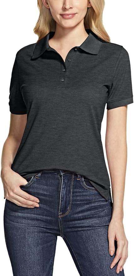 TSLA Women's Short Sleeve Classic Polo Shirt for Summer Style