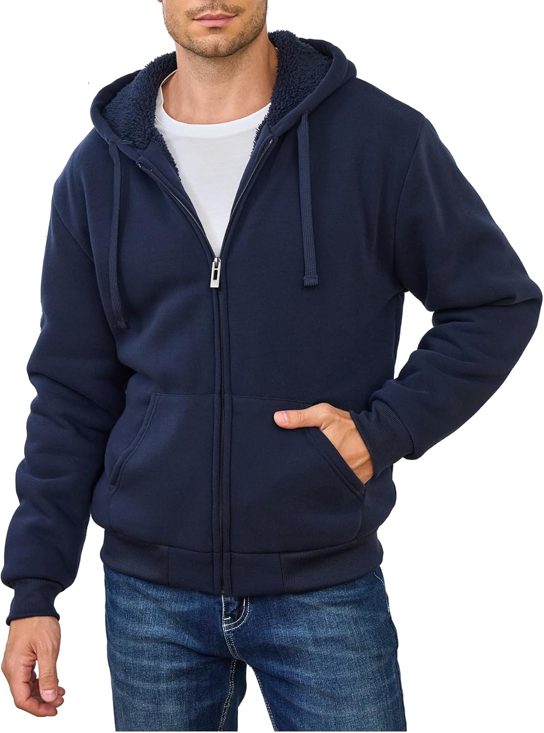 Hoodies for Men Full Zip Up Fleece Warm Thick Jackets Heavyweight