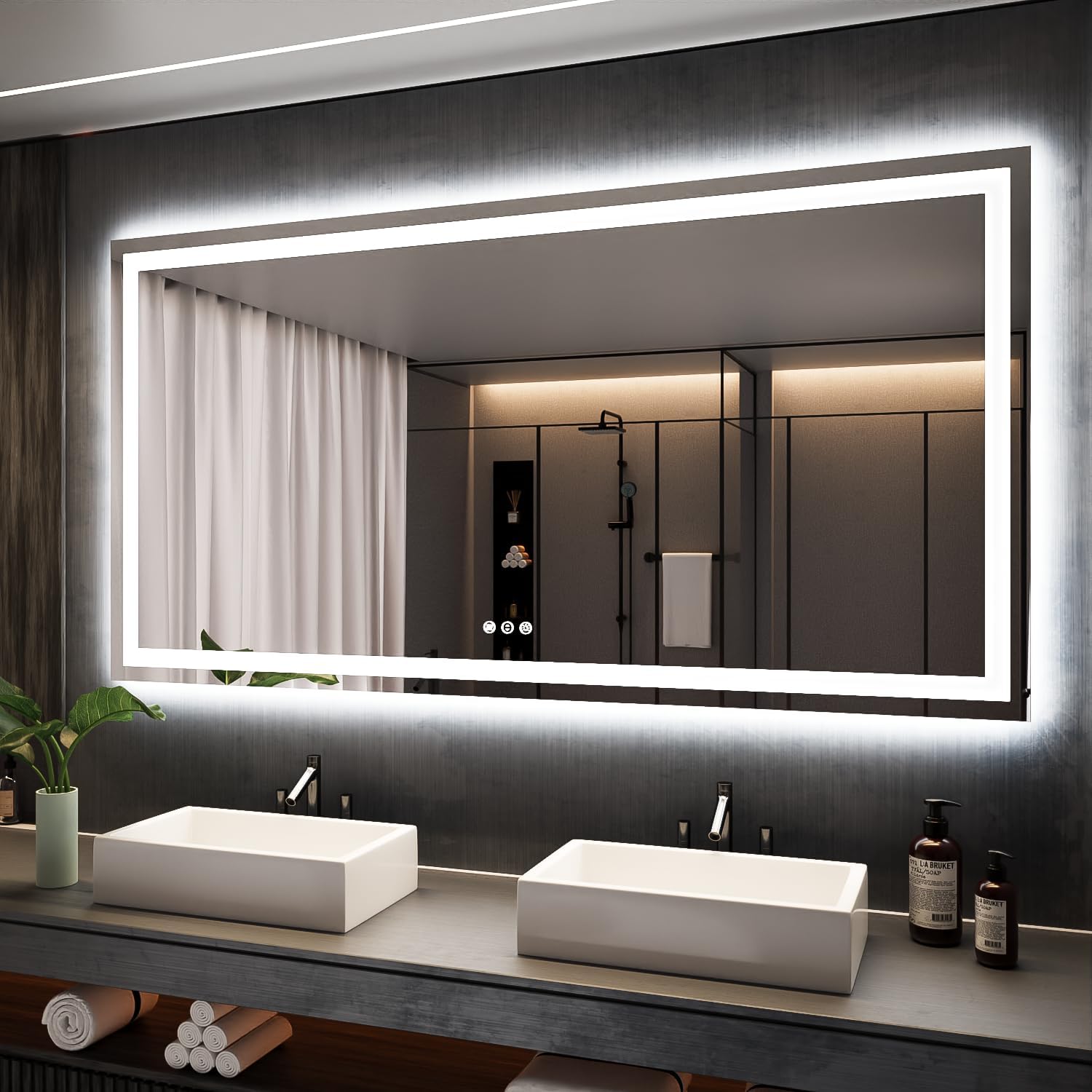 ISKMs 72in x 36in LED Mirror: Bright Lighted Bathroom Vanity