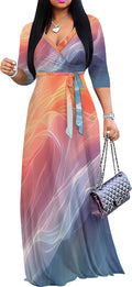 PinkPatty Women's Plus Size Maxi Dress - Flowy 3/4 Sleeve Swing