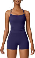 Women's 2-Piece High Waisted Biker Shorts & Cross Back Crop Top