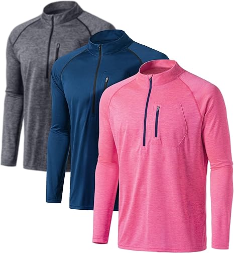 ATHLIO Men's Long Sleeve Athletic Shirts - Quick Dry & UV Protection