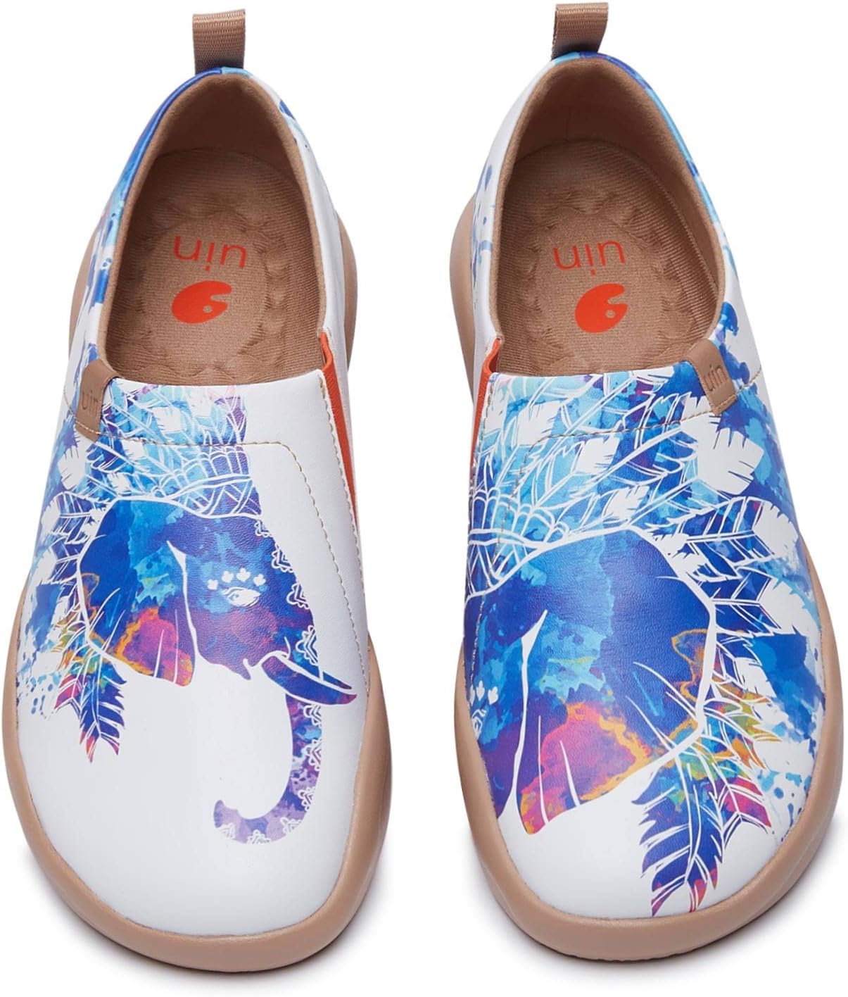 UIN Women's Fashion Floral Art Sneaker Slip-On Travel Shoes