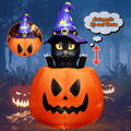 5.3 ft Halloween Inflatable Witch Cat in Pumpkin - Animated Yard Decor