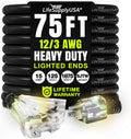 75ft Outdoor/Indoor Extension Cord 12/3 Gauge 3-Outlet - Heavy Duty