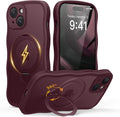 iPhone 15 Plus Case with 360 Spin Magnetic Stand - Burgundy
