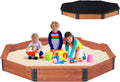 85in x 78in x 9in Octagon Sandbox with Cover - Large Wooden Sandpit