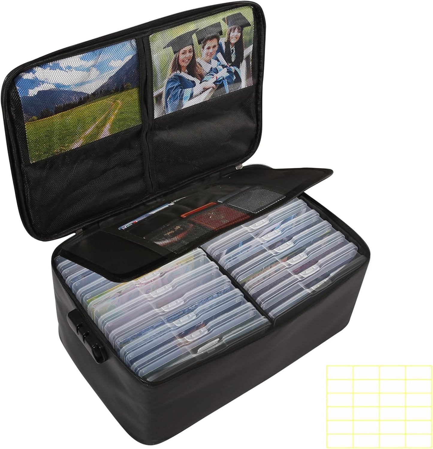 Fireproof Photo Storage Box with 18 Inner Cases for Photos