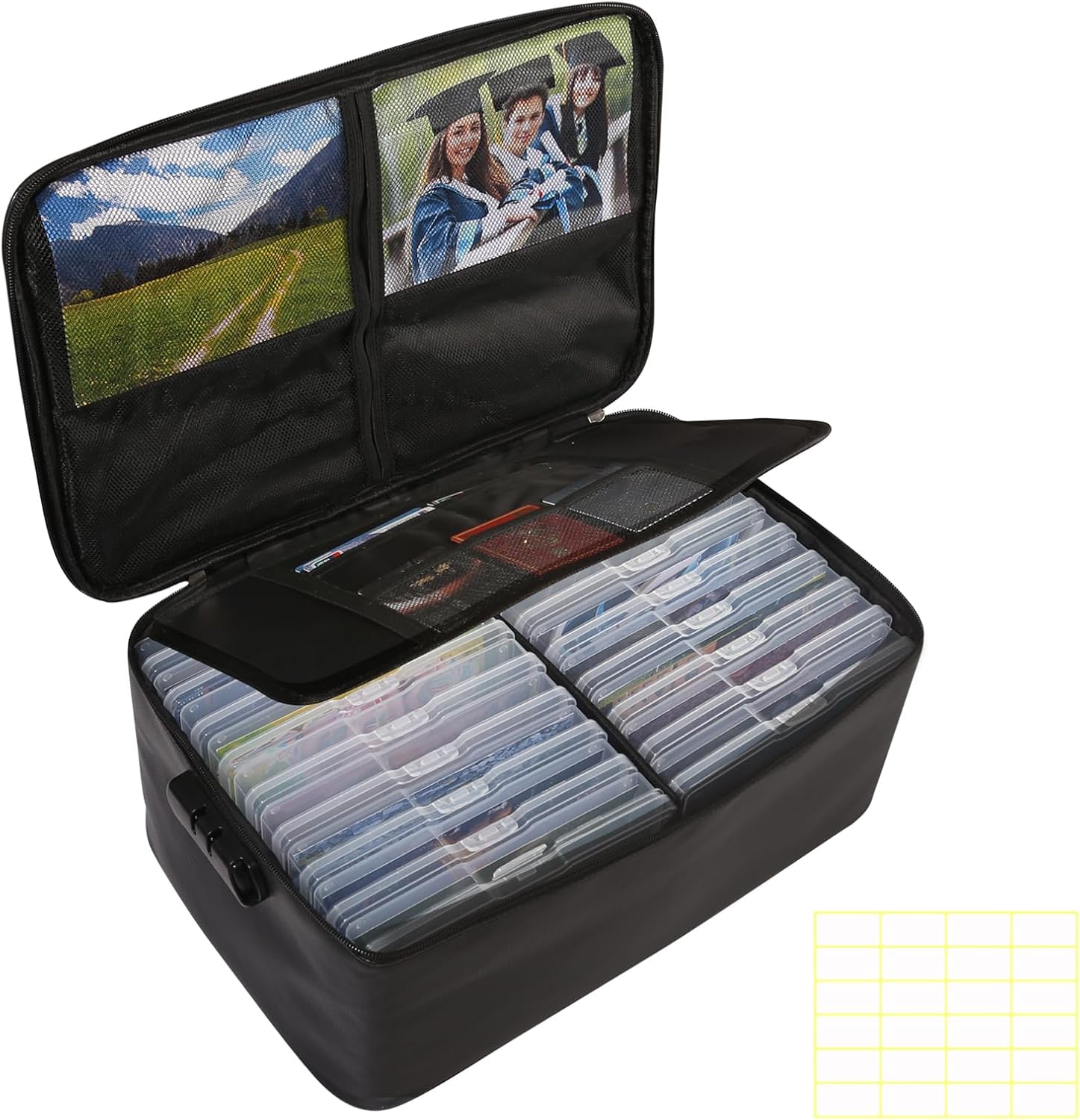Fireproof Photo Storage Box with 18 Inner Cases for Photos