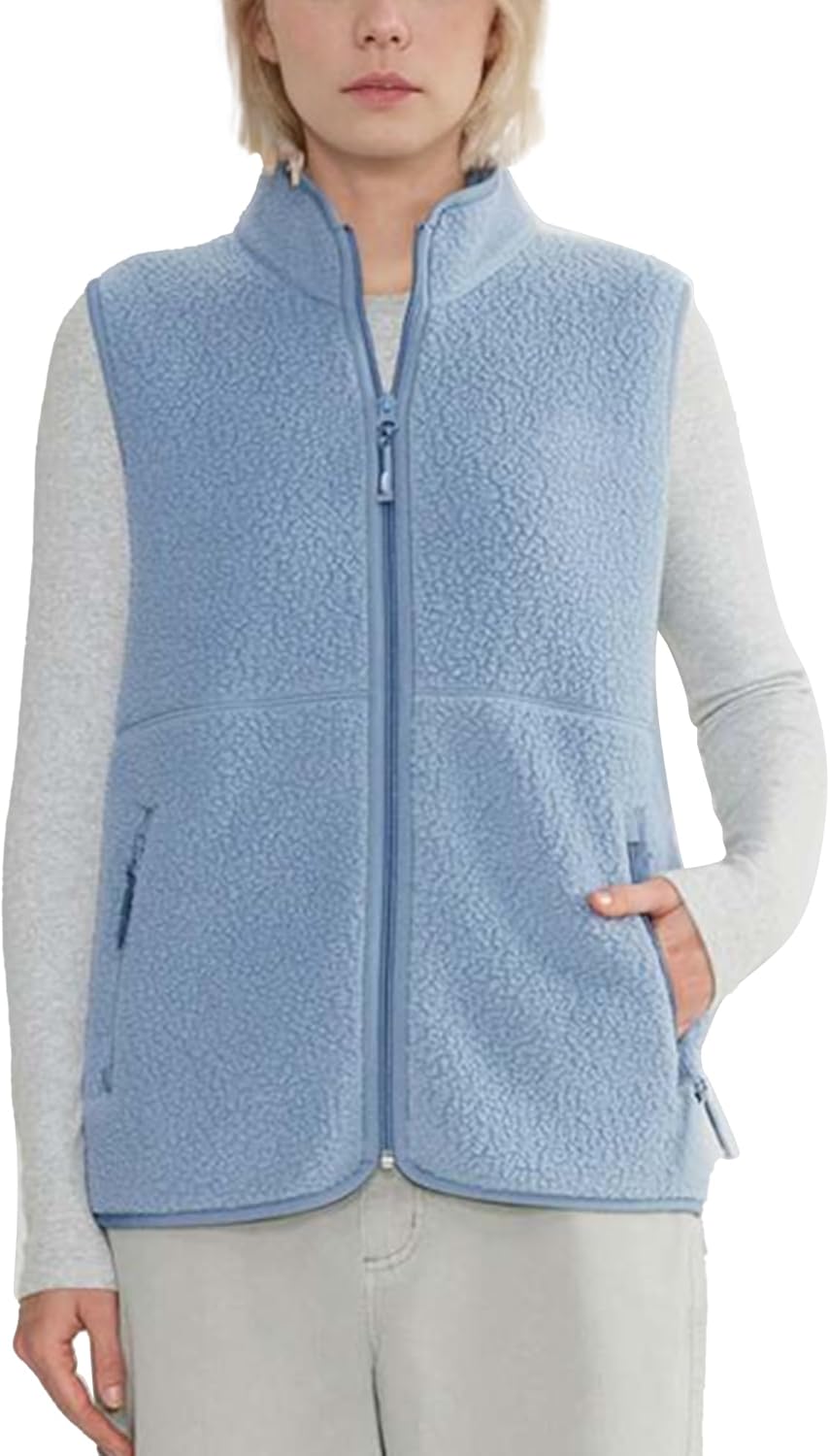 Trendy Warm Sherpa Fleece Vest for Women - Lightweight Zip Jacket