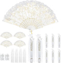 Handheld Chinese Folding Fan Lace Hand Fans for Women - Pack of 50