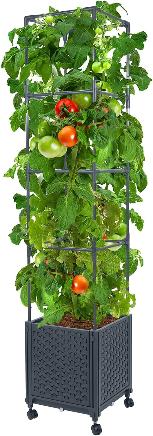 LINEX Raised Garden Bed Planter Box with Trellis for Climbing Plants