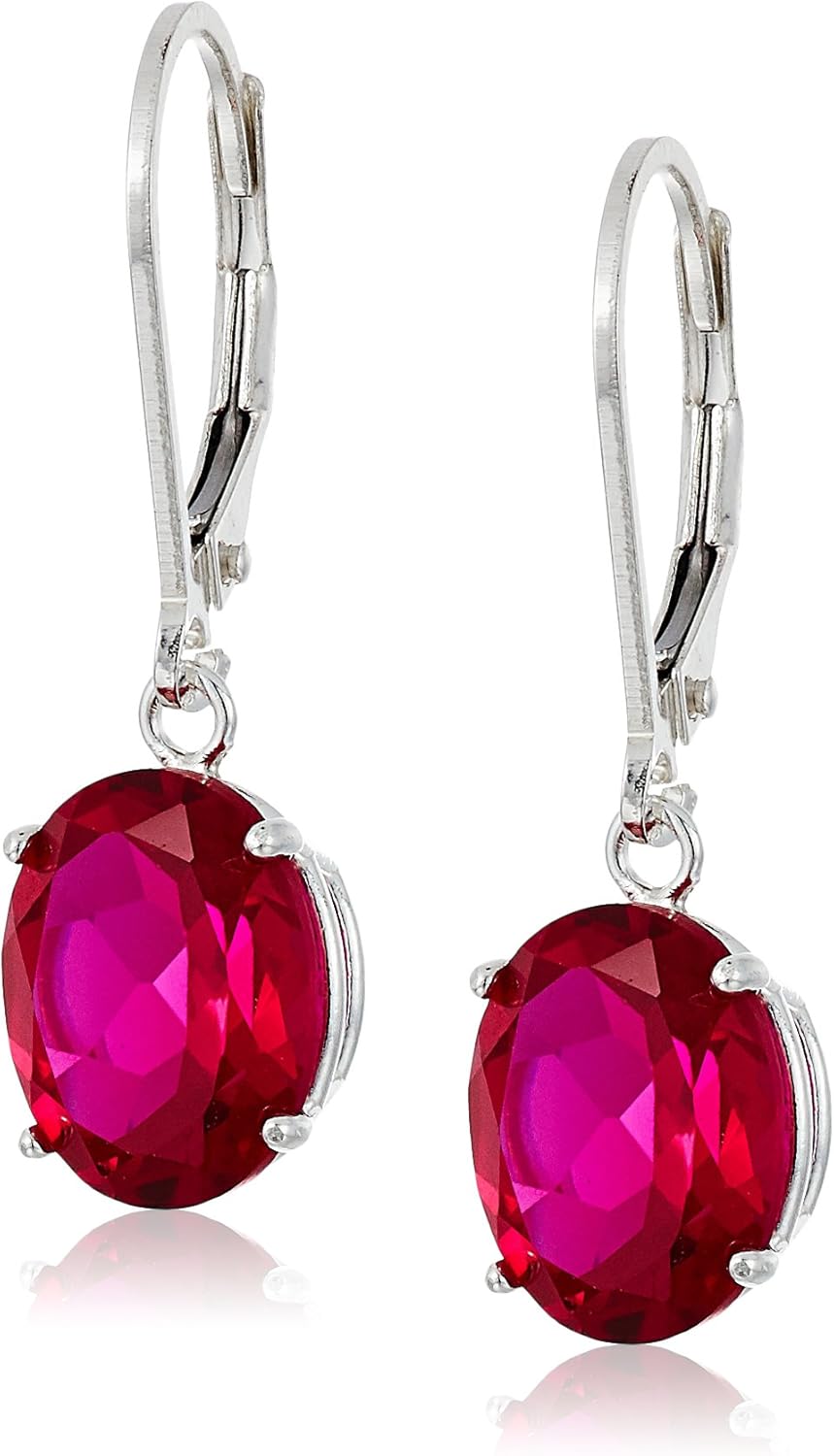 Elegant Ruby Gemstone Leverback Dangle Earrings for Women