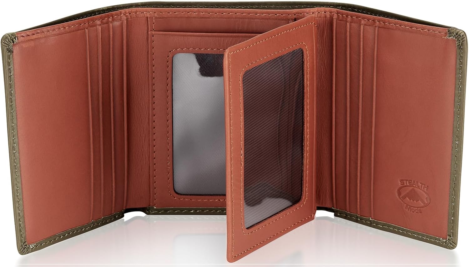 Stealth Mode Leather Trifold RFID Wallet for Men with ID Holder