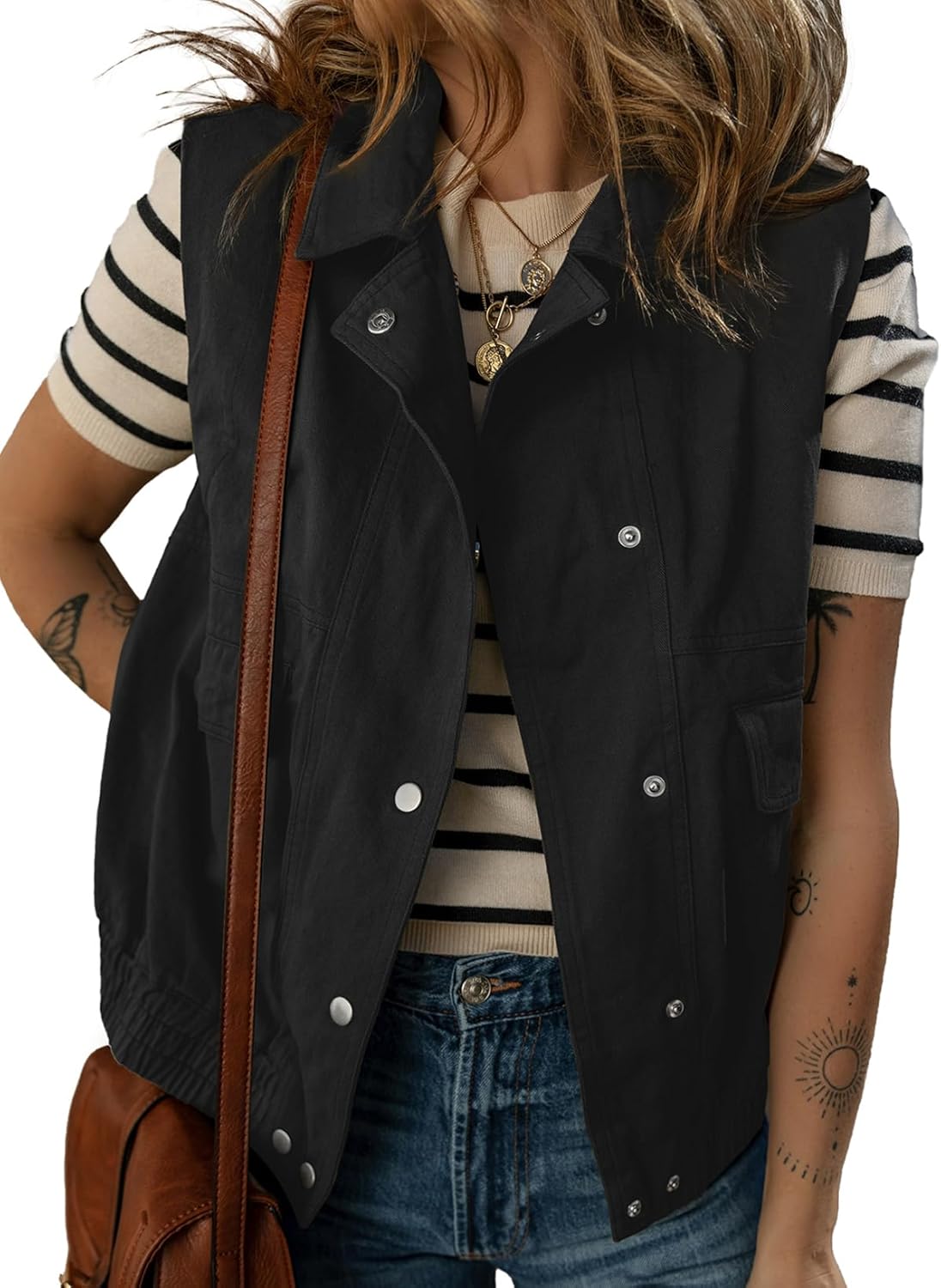Dokotoo Womens Lightweight Spring Vest with Button-Down Closure